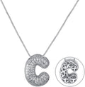RWQIAN Letter Necklace for Women Bubble, Chunky Initial Alphabet A-Z Pendant Puffy Name Personalized Necklace Dainty Zircon CZ Fashion Jewelry Gifts for Girls Girlfriend