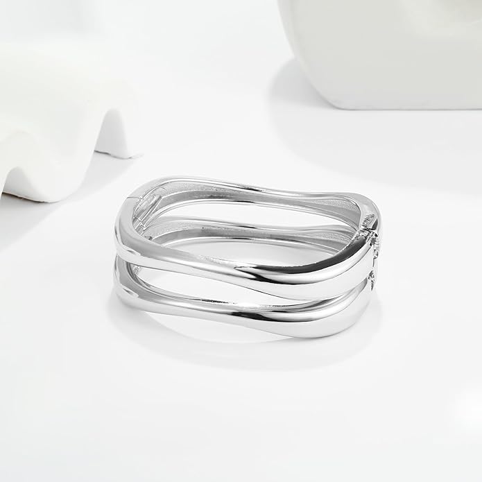 Elegance 11 designs Gold Bangles For Women Chunky Trendy Hinged Cuff Open Bracelet Wide Minimalist Bracelets Jewelry Gift