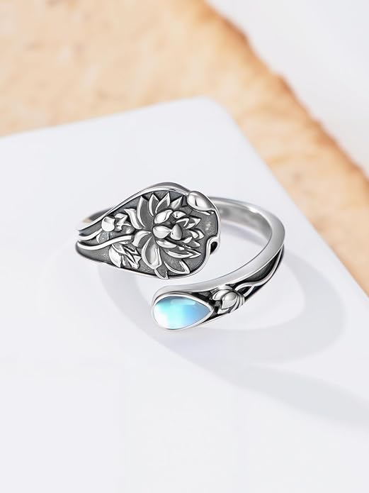Dorunmo Spoon Ring 925 Sterling Silver Vintage Antique Spoon Rings Adjustable Size 8 Thumb Rings Western Jewelry Gifts for Women