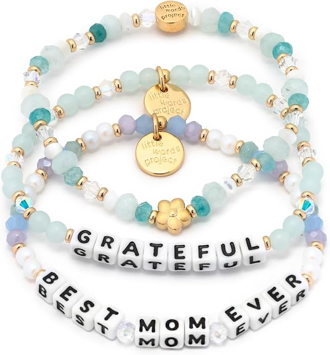Little Words Project Mother's Day Gifts, The Original Word Bracelet, Made with Colorful Beads and Plated Brass Hardware, Handcrafted Design & Positive Message