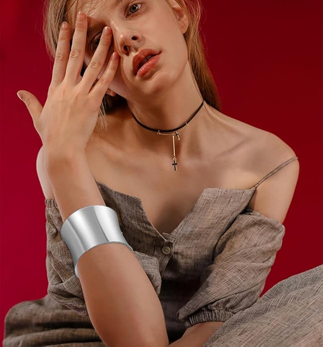 FIRAZIO 2-8 Pcs Cuff Bangle Bracelet for Women Open Wide Wire Bracelets Golden Wrist Cuff Wrap Bracelet Adjustable