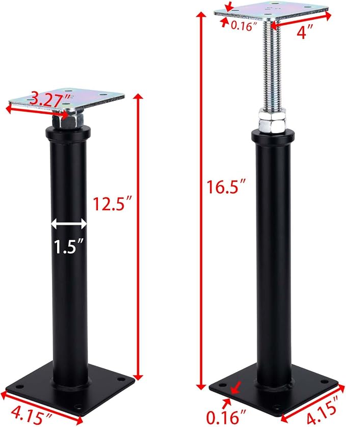 2-Pack Adjustment Floor Jack Post Floor Jack Lift Supports 12.5-16.5 Inch - Image 2