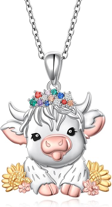 FLYOW 925 Sterling Silver Cute Animal Jewelry Hummingbird/Butterfly/Wolf/Corgi/Cat/Snake/Spider/Bat/Penguin/Bear/Opossum/Frog/Guinea Pig for Women Mother Friend Animal Lovers