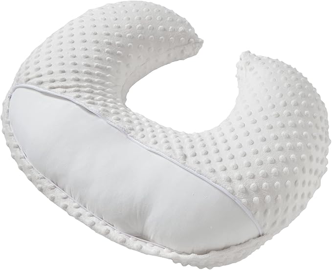 Nursing Pillow and Positioner Breastfeeding and Bottle Feeding, Propping Baby, Tummy Time, Sitting Support, with Removable Polyester Cover, dots Fabric, for Baby Boy Baby Girl (Bright White)