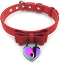 Destiny Love Bell Padlock Choker Collar Necklace Lolita Bow Collar Cat Kitty Velvet Necklace with Heart Lock and Key with Box for Women and Men