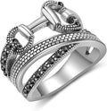 Gold Rings for Women Fashion Vintage Chunky Statement Punk Marcasite Ring Multiple Rows Band Costume Jewelry for Her