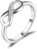 JewelryPalace 14k White Yellow Rose Gold Plated 925 Sterling Silver Rings for Women, Cubic Zirconia Promise Rings for Her, Stackable Wedding Bands Rings for Women Infinity Forever Love Knot Ring