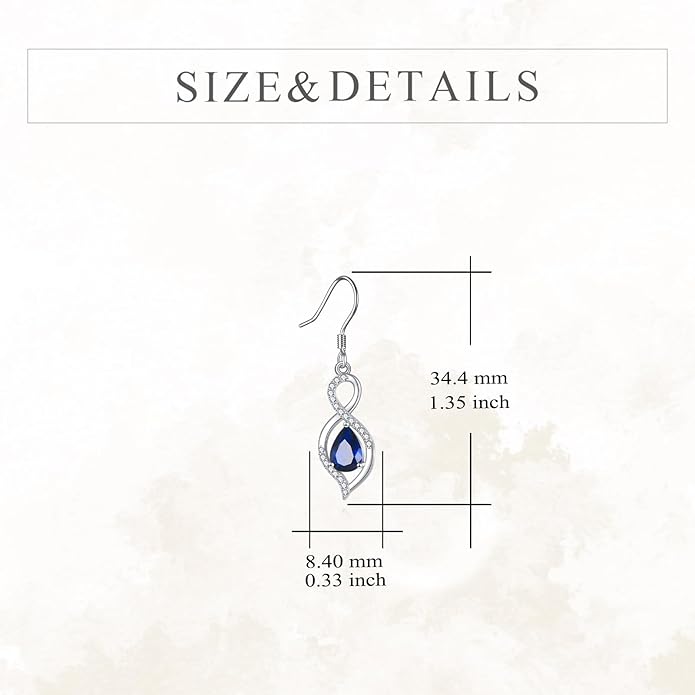 YFN Dangle Drop Earrings 925 Sterling Silver Dainty Infinity Gemstone Birthstone Jewelry Birthday Gifts for Her Women