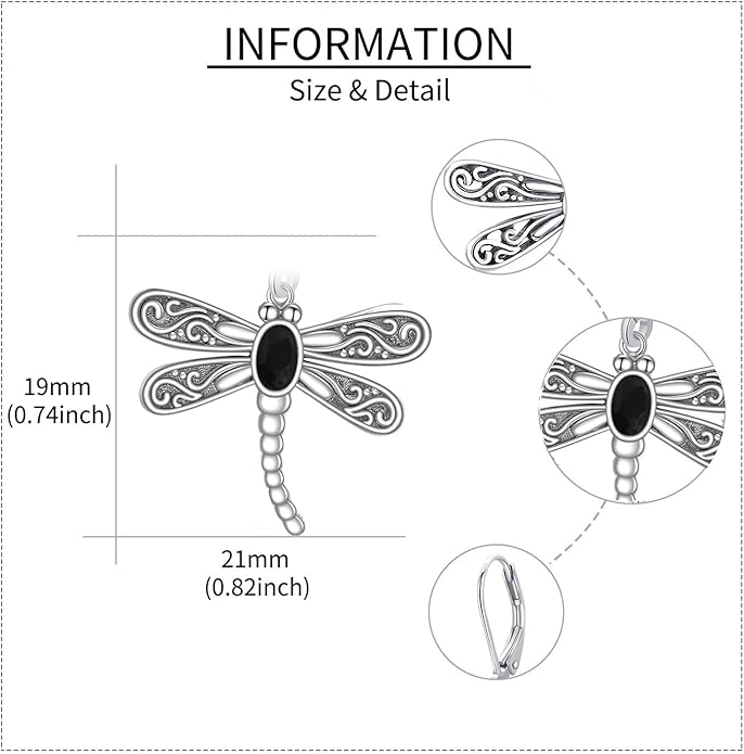 ONEFINITY Dragonfly Earrings 925 Sterling Silver Moonstone Leverback Dragonfly Dangle Drop Earrings Women Jewelry Gifts