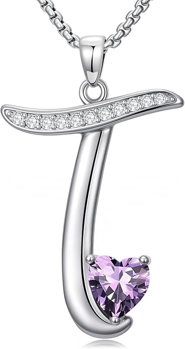 Valentines Day Gifts for Women Alphabet A to Z Initial Birthstone Pendant Necklaces for Women - 18k White Gold Plated Personalized Name Jewelry Valentine Mothers Day Birthday Gifts for Women Her Girlfriend