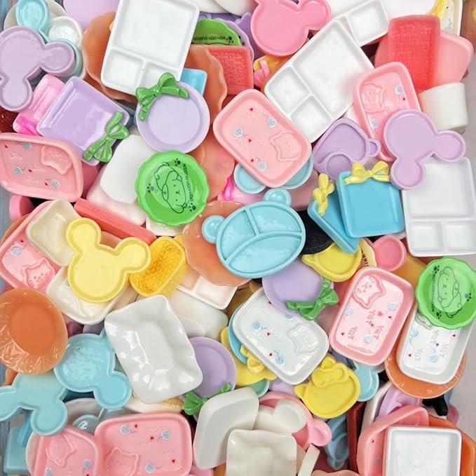 50pcs Cute Slime Charms Mixed Set Resin Flatback for DIY Craft Making and Ornament Scrapbooking Beads Assorted Candy Fruit Cake Christmas Gifts Trellis Resin Ornament Kit Making Supplies