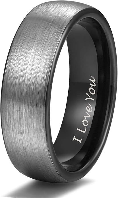 TRUMIUM 4mm 6mm 8mm Tungsten Rings for Men Women Engagement Wedding Band Brushed Black Comfort Fit Size 4-15