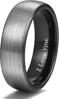 TRUMIUM 4mm 6mm 8mm Tungsten Rings for Men Women Engagement Wedding Band Brushed Black Comfort Fit Size 4-15