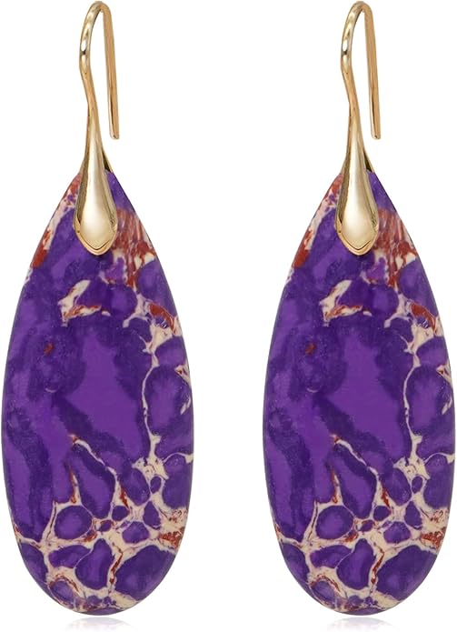 Natural Stone Earrings Waterdrop Stone Dangle Earrings for Women