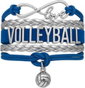 Volleyball Bracelets For Girls- Ideal Volleyball Gifts & Souvenirs. Adjustable Charm Bracelet with Moveable Letters, Infinity Symbol & Silver Volleyball Charm. Fashionable Bracelets by SportyBella.
