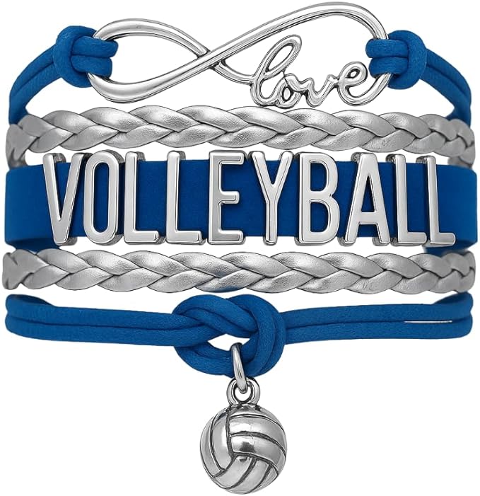Volleyball Bracelets For Girls- Ideal Volleyball Gifts & Souvenirs. Adjustable Charm Bracelet with Moveable Letters, Infinity Symbol & Silver Volleyball Charm. Fashionable Bracelets by SportyBella.