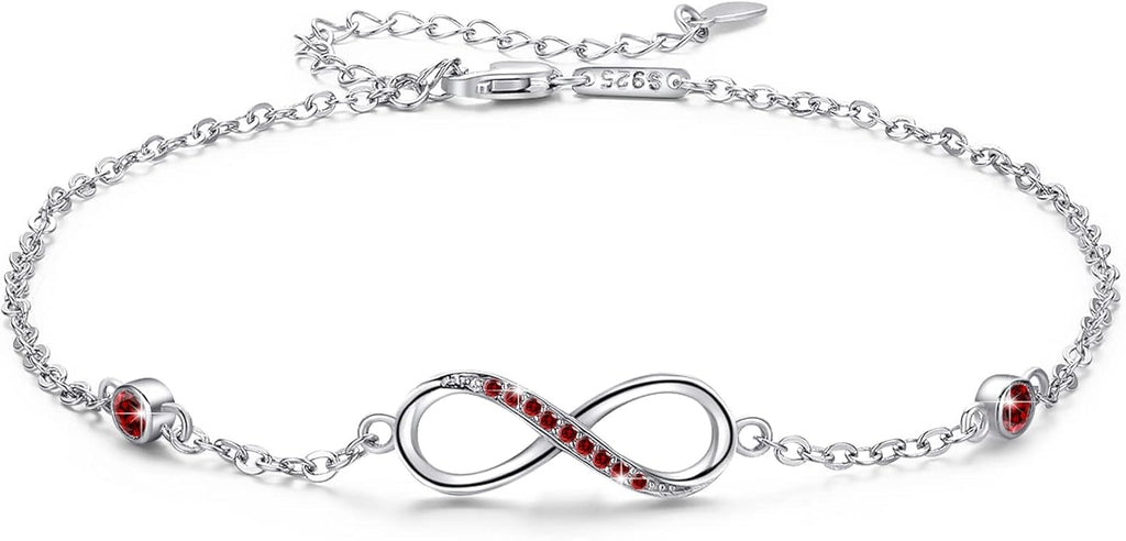 MEDWISE Womens Infinity Anklet Bracelet 925 Sterling Silver Endless Love Symbol Ankle Bracelet Adjustable Plus Size Large Bracelet Gifts for her Mother’s Day Gifts