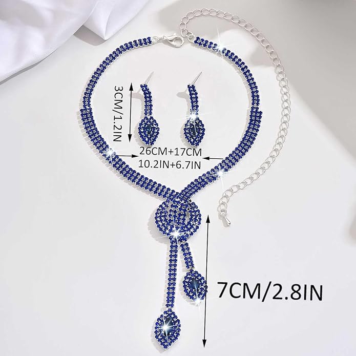 Unicra Silver Rhinestone Bridal Wedding Jewelry Set Crystal Necklace Earrings Sets Formal Prom Costume Jewelry Sets for Women and Brides
