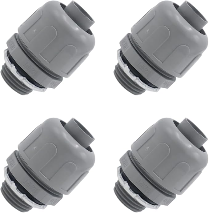 4-Pack 1/2 Inch NPT Liquid Tight PVC Conduit Connector Fittings | straight 180 by Joyangy