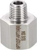 1 Pack 304 Stainless Steel FeMale to Male Adapters, 1/2" FeMale NPT x 1/4" Male by Rebower