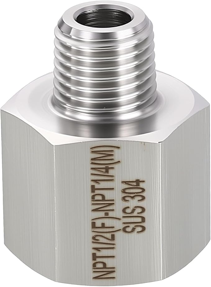 1 Pack 304 Stainless Steel FeMale to Male Adapters, 1/2" FeMale NPT x 1/4" Male by Rebower