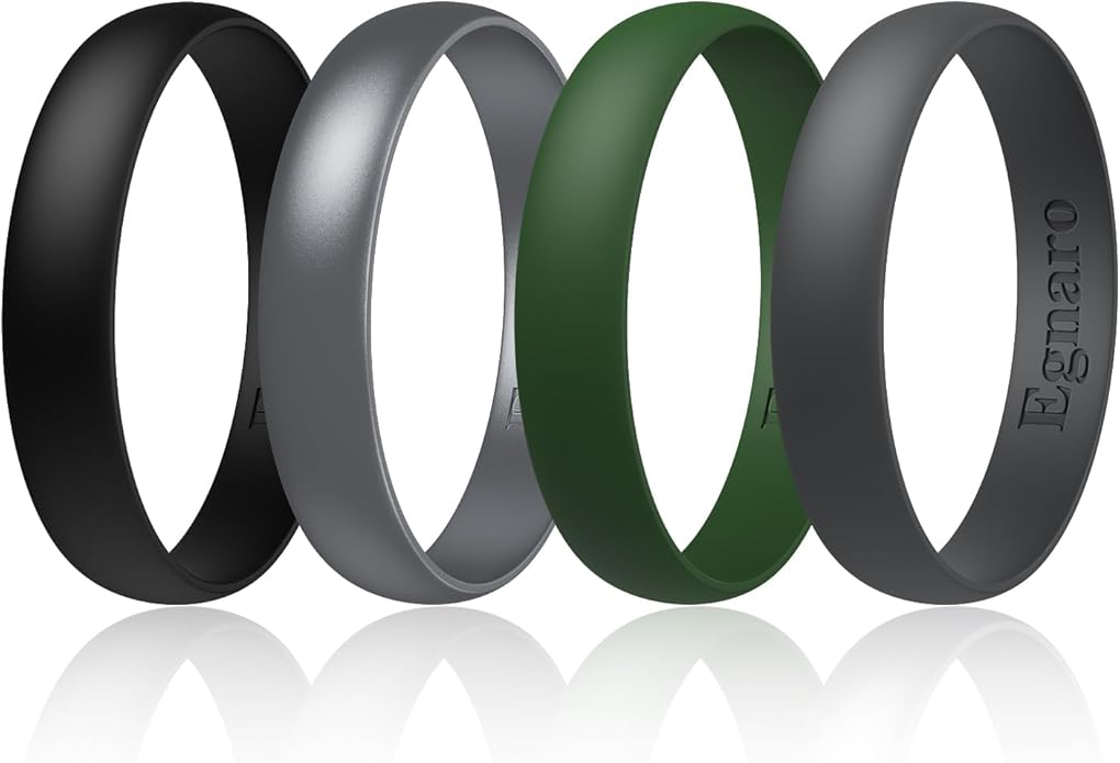 Egnaro Silicone Rings for Her, Rubber Wedding bands for Him, Breathable Engagement thin Unisex Design, Variety Multipack 1-7