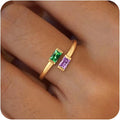 Honsny Gold Birthstone Rings for Women Non Tarnish 14K Gold Plated Adjustable Emerald Ring Cubic Zirconia Gemstone Promise Ring for Her Engagement Personalized Waterproof Jewelry Gifts for Birthday