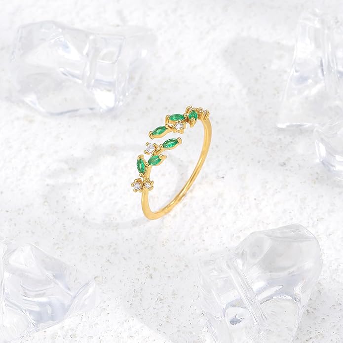 Sora Tuki Rings for Women Adjustable Leaf Ring Dainty Stackable Rings for Women Unique Purple Blue Red Green Ring for Women Trendy Jewelry