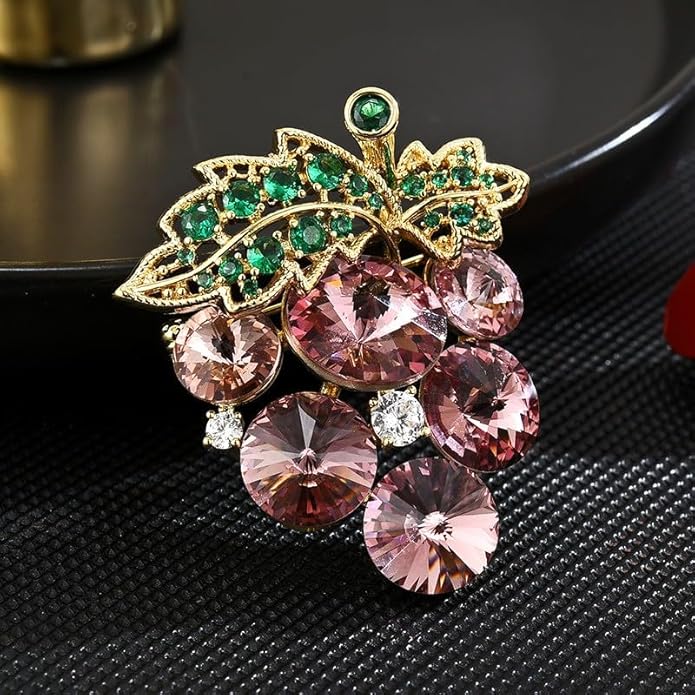 Fruit Brooch Austrian Crystal Rhinestone Brooch 18K Gold Plated Birthstone Lapel Pin Jewelry Birthday Gifts for Women Men