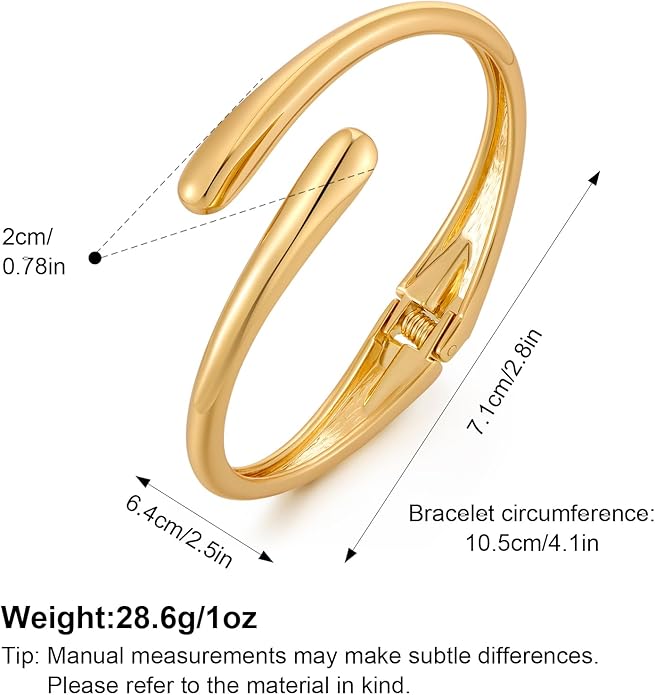MUYAN Polished Chunky Hinged Bangle Bracelet for Women Trendy Twisted Statement Cuff Bracelet Fashion Jewelry
