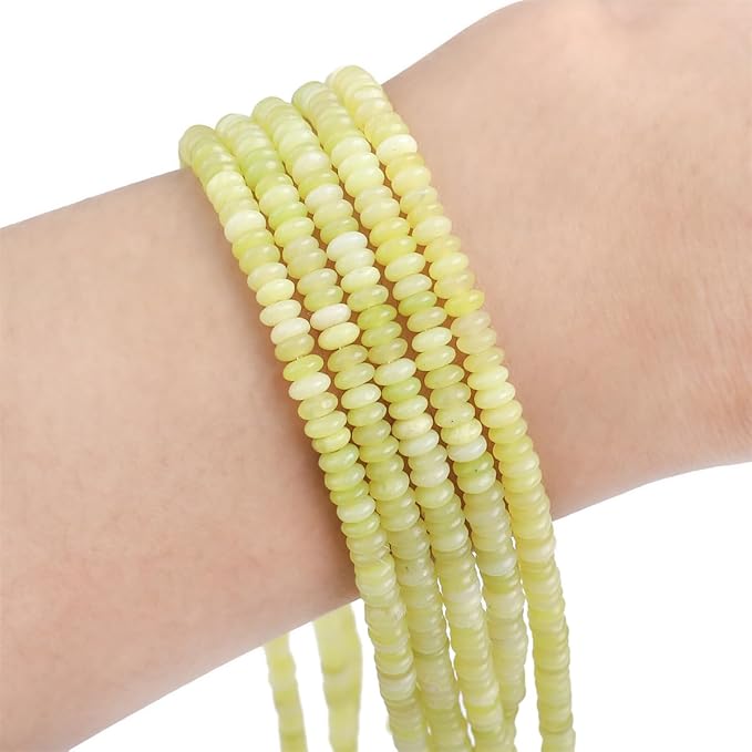 Natural Lemon Jade Spacer Beads Caps Rondelle Disk Loose Beads for Beading Jewelry Making 4mmx2mm 38cm