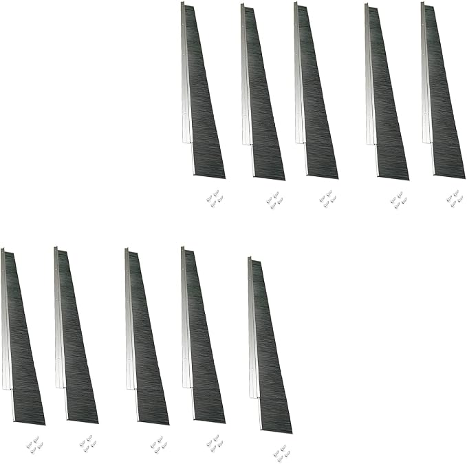 10 Sets Retsun Garage Door Brush Seal, 1 1/2" x 39.37" Aluminum Door Bottom by HOME
