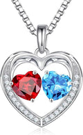 Iefil Valentines Day Gifts for Her - 925 Sterling Silver Heart Birthstone Necklace, Anniversary Birthday Gifts for Women Wife Girlfriend Mom Her