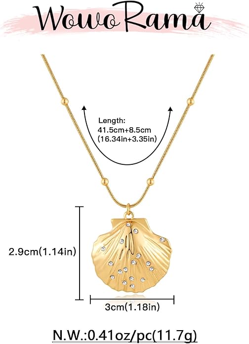 WOWORAMA Gold Necklace for Women Boho Spiral Conch Shell Necklace Starfish Necklace Vintage Ocean Sea Shell Choker Pendant Necklace Adjustable Summer Beach Jewelry