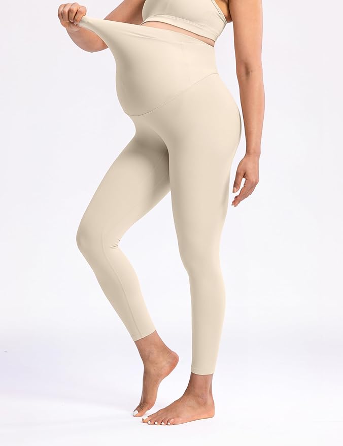 POSHDIVAH Women's Creamluxe Maternity Leggings 25"/28" Over The Belly Pregnancy Yoga Pants Active Workout Leggings