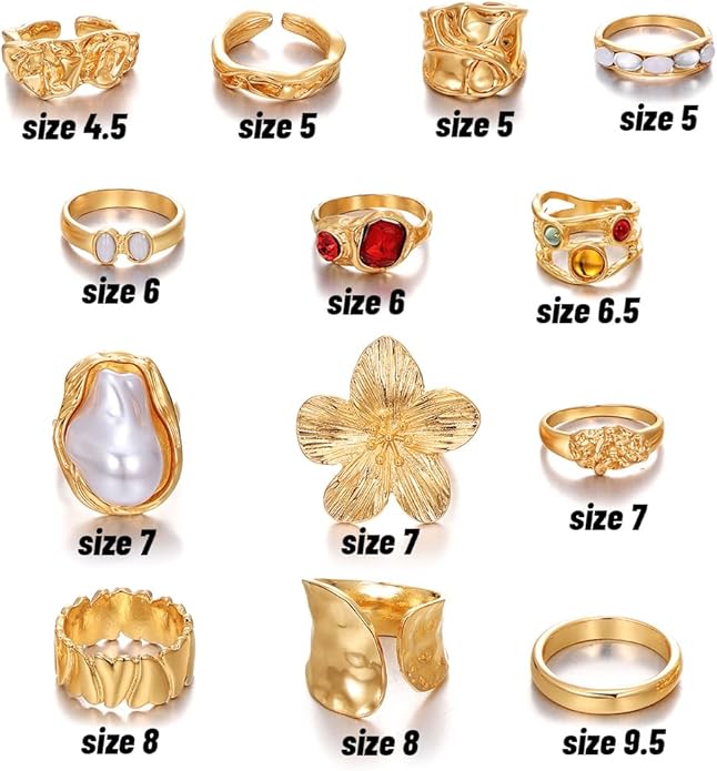 KISS WIFE Goldenen Silvery Black Kunckle Rings Set for Women, Dainty Simple Trendy Cute Stackable Finger Rings Pack, Perfect for Stacking Layering on Thumb and Knuckle, Mixed Size, Jewelry Gift