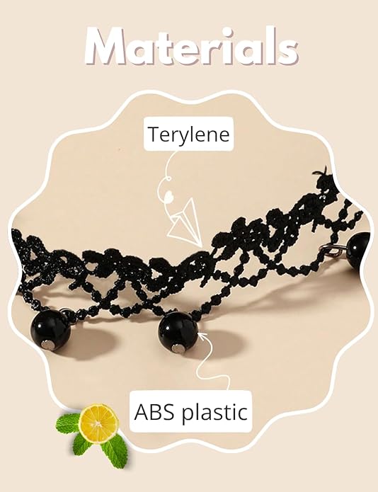 Choker Necklace for Women, Black Necklace Lace Choker for Women Lace Collar Choker with Beaded Pendant, 2.36" Adjustable Necklace Extender