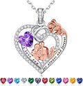 Iefil Valentines Day Gifts for Her - 925 Sterling Silver Birthstone Heart Necklace for Women, Anniversary Birthday Gifts for Wife Girlfriend Mom