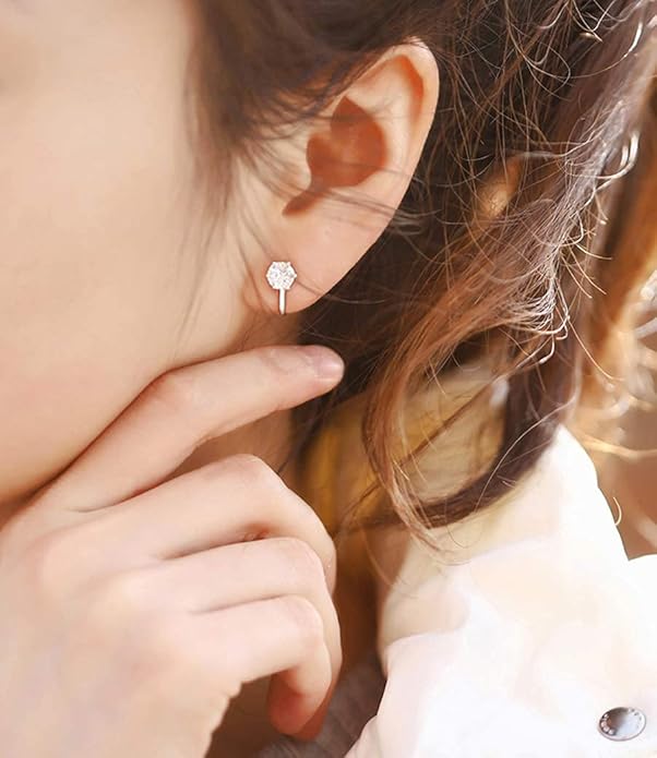 Clip on Earrings Women, 14K Gold Hoop Clip-On Earrings for Women, Hypoallergenic Non Pierced Croissant Earrings