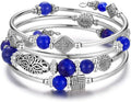 BULINLIN Layered Wrap Bangle Turquoise Bracelet - Bead Bracelet with Natural Agate Stone, Gifts For Women