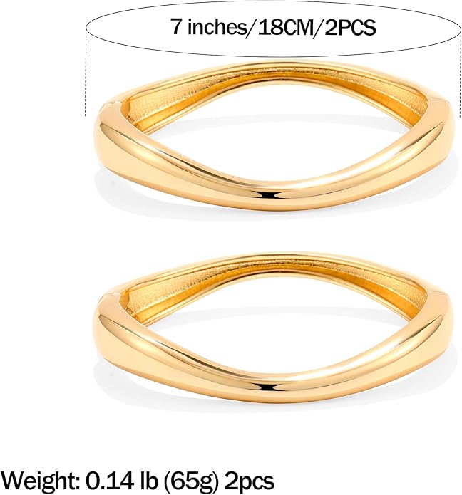 Elegance 11 designs Gold Bangles For Women Chunky Trendy Hinged Cuff Open Bracelet Wide Minimalist Bracelets Jewelry Gift