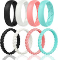 Egnaro Women's Bridal Rings Sets, Inner Arc Ergonomic Breathable Design Silicone Rubber Wedding Bands