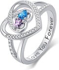 Valentine's Day Gifts for Women Birthstone Rings for Women Heart Statemet Engagement Eternity Wedding Promise Rings Jewelry Anniversary Christmas Valentine Mothers Day Birthday Gifts for Wife Her Girlfriend