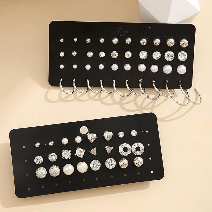 116 Pcs Silver Jewelry Set with 7Pcs Layered Necklace, 11 Pcs Bracelet and 22pcs Hoop Earrings ,22pcs Knuckle Rings,54pcs stud earrings Jewerly set For Women Valentine Anniversary Birthday Friendship Gift