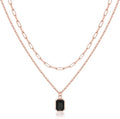 Layered Birthstone Necklace for Women Girls, 14K Gold-Plated Paperclip Chain Choker Necklace with Rectangle Birthstone Pendant Birthday Gifts for Women Girls Dainty Small