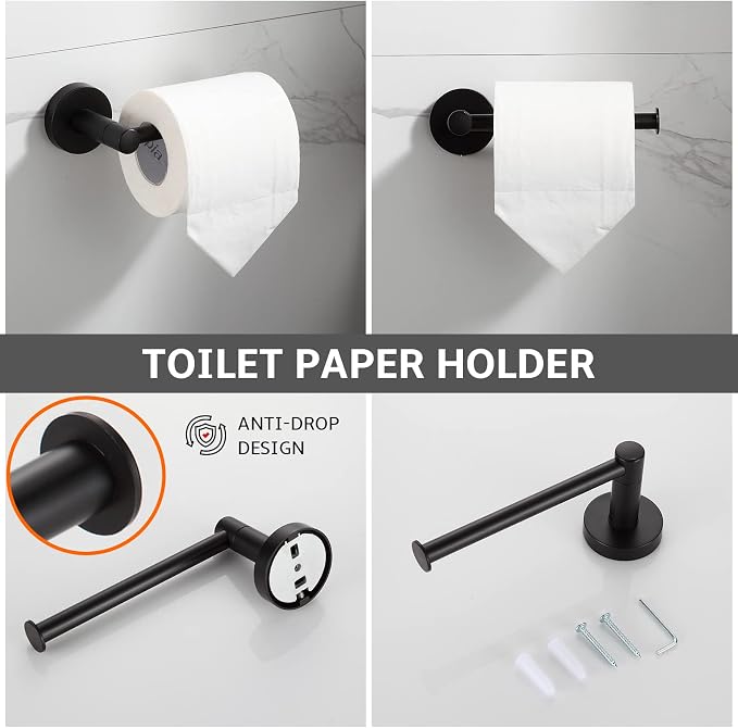 BGL Bathroom Hardware Set Matte Black 4-Pieces Bathroom Towel Rack 24 Inches - Image 5
