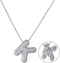 RWQIAN Letter Necklace for Women Bubble, Chunky Initial Alphabet A-Z Pendant Puffy Name Personalized Necklace Dainty Zircon CZ Fashion Jewelry Gifts for Girls Girlfriend
