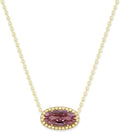 Belacqua Gemstone Necklace in 14K Gold Plated Sterling Silver, Oval Pendant Size 6 * 12mm, 15" Cable Chain with 2" Extender, Spring Ring Clasp, Dainty Birthstone Necklace for Women, Gift Box Included