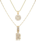 14K Gold Plated Alphabet Necklace Cubic Zirconia Letter Pendant, Personalized Name Jewelry Gift for Women, Customizable A-Z, Birthday/Mothers Day Gifts for Womens