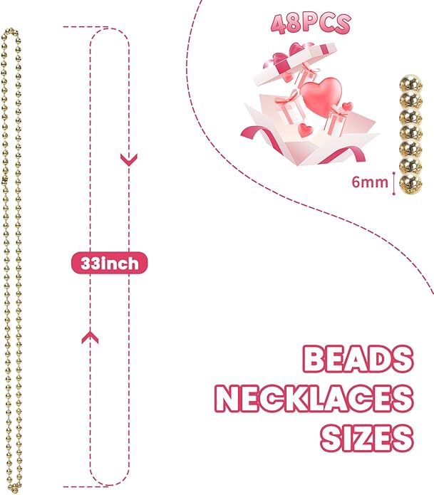 Mardi Gras Beads Necklaces, 33 Inch Plastic Beads for Party Favors, Festival Decorations, Parade Throws, Christmas, St. Patrick's Day Celebrations